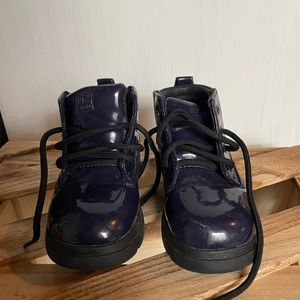 Navy Patent Leather Boots